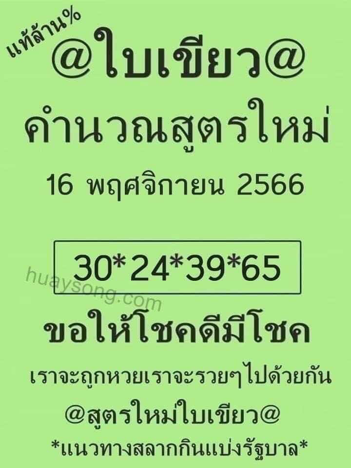 หวยใบเขียว 16-11-66