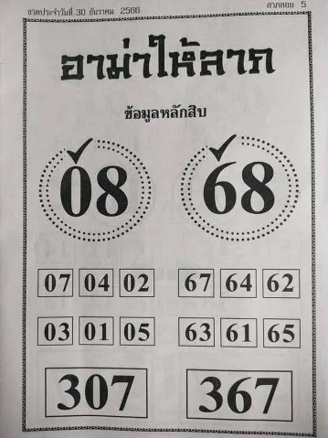 เลขอาม่าให้ลาภ 30-12-66