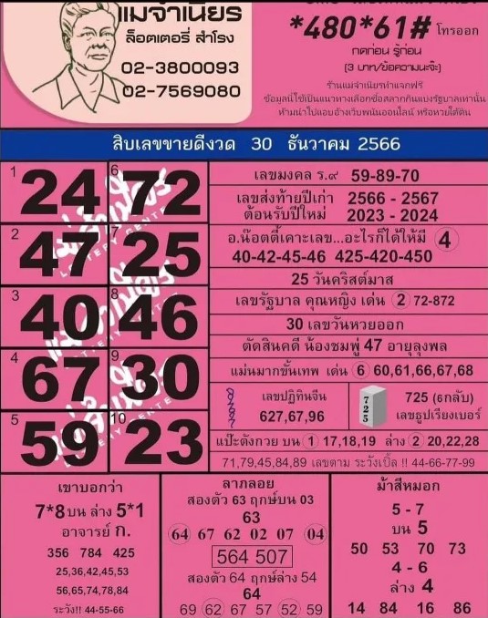 หวยแม่จำเนียร 30-12-66