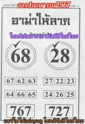 เลขอาม่าให้ลาภ 1-4-67