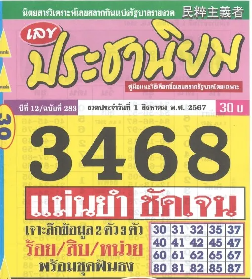 หวยประชานิยม 1/8/67