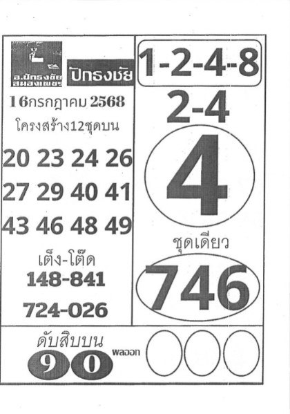 หวยปักธงชัย 16/7/68